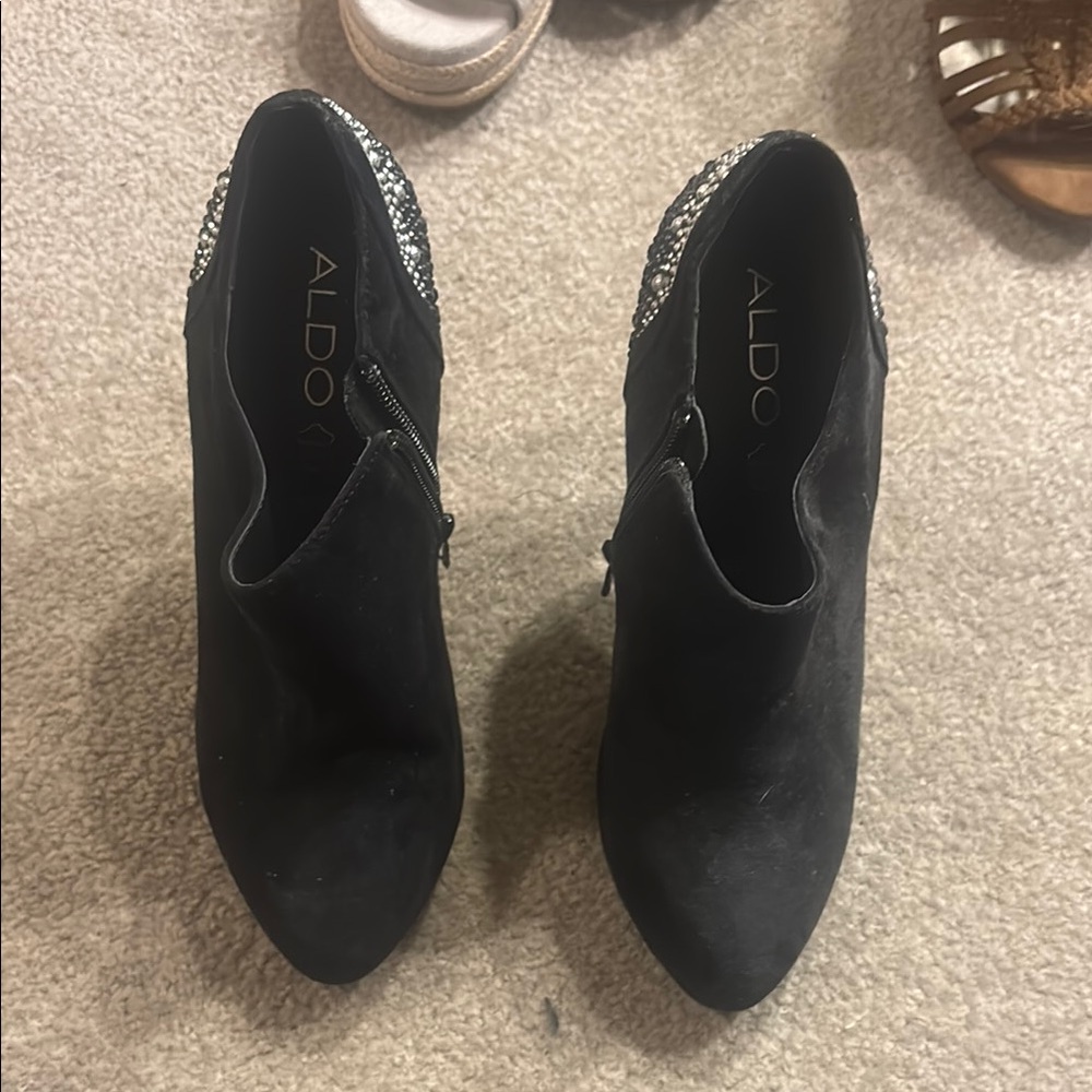 Aldo Black and Silver Ankle Booties Sleek Design